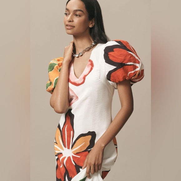 By Anthropologie Puff-Sleeve A-Line Maxi Dress - Picture 2 of 6